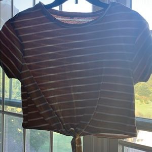 Shein yellow striped T-shirt crop top